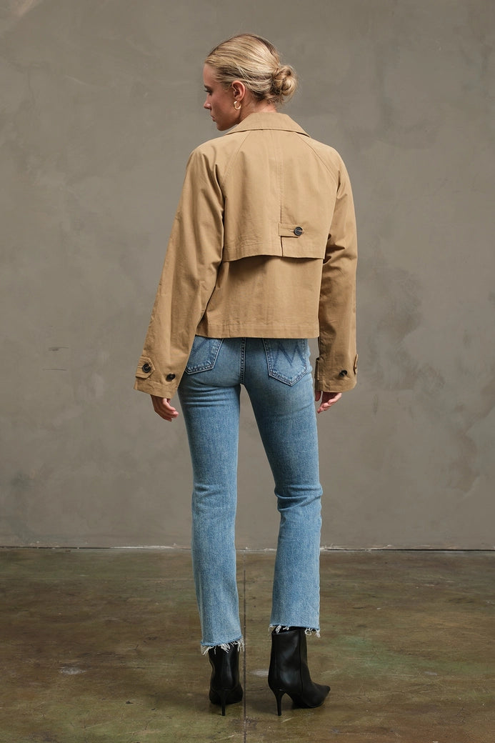 Short Double-Breasted Trench Jacket