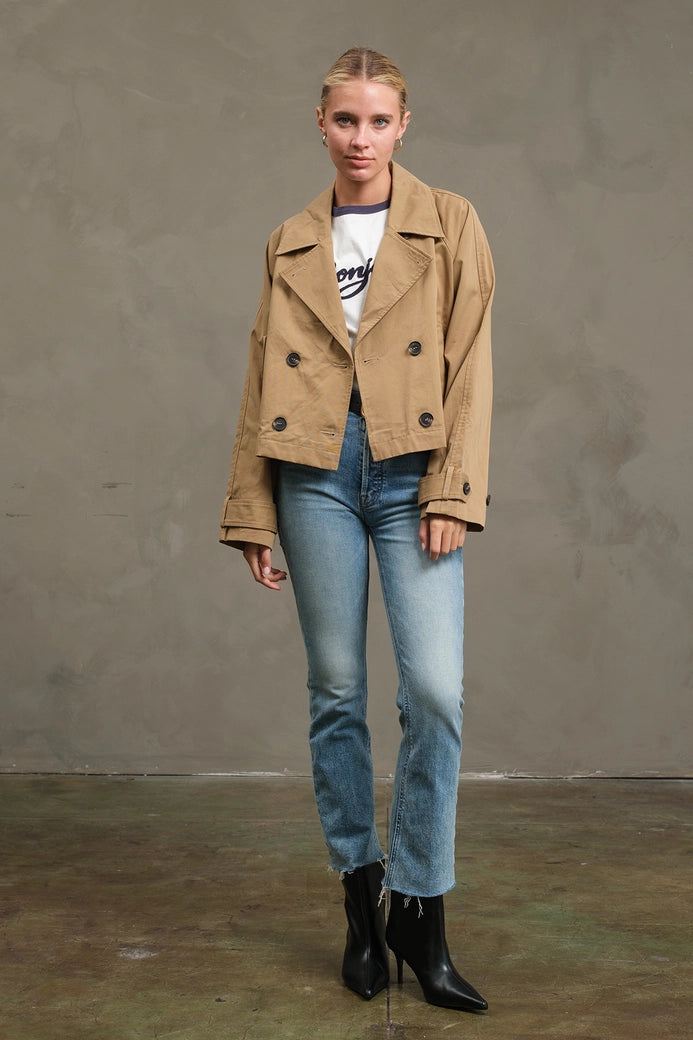 Short Double-Breasted Trench Jacket
