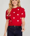 Short Puff Sleeve Heart Pattern Sweater Top-Sweater Top-Peace Love Line-S-RED-Urbanheer