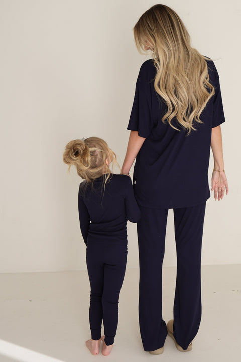 Short Sleeve Bamboo Women's Lounge Set | Blueberry Ribbed