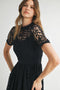 Short Sleeve Lace Midi Dress Black-Dress-Endless Blu-S-Black-Urbanheer