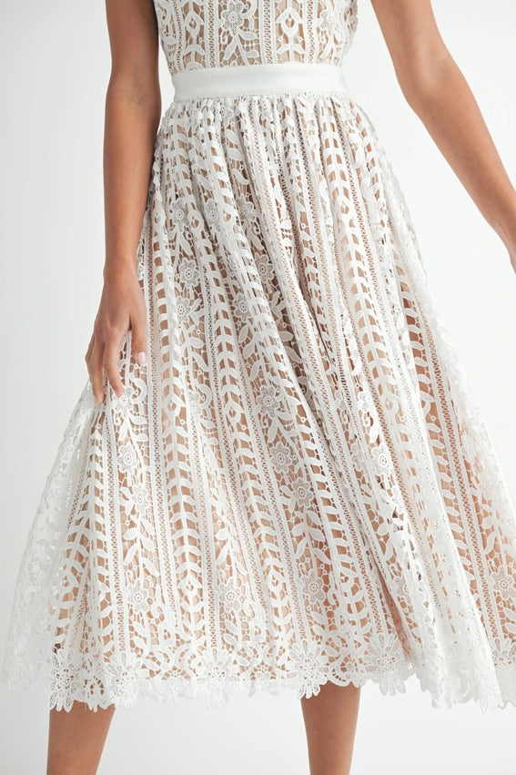 Short Sleeve Lace Midi Dress White-Dress-Endless Blu-S-White-Urbanheer