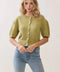 Short Sleeve Puff Sleeve Knit Cardigan Top