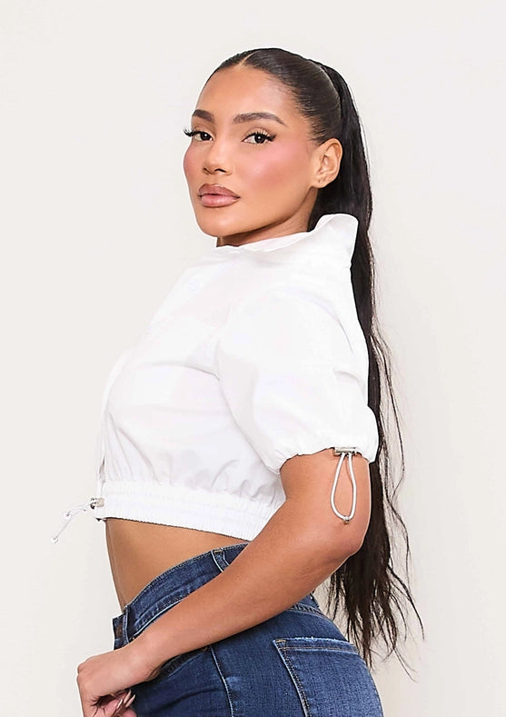 Short Sleeve Woven Shirts White-Shirts for Women-Vibrant M.i.U-S-White-Urbanheer