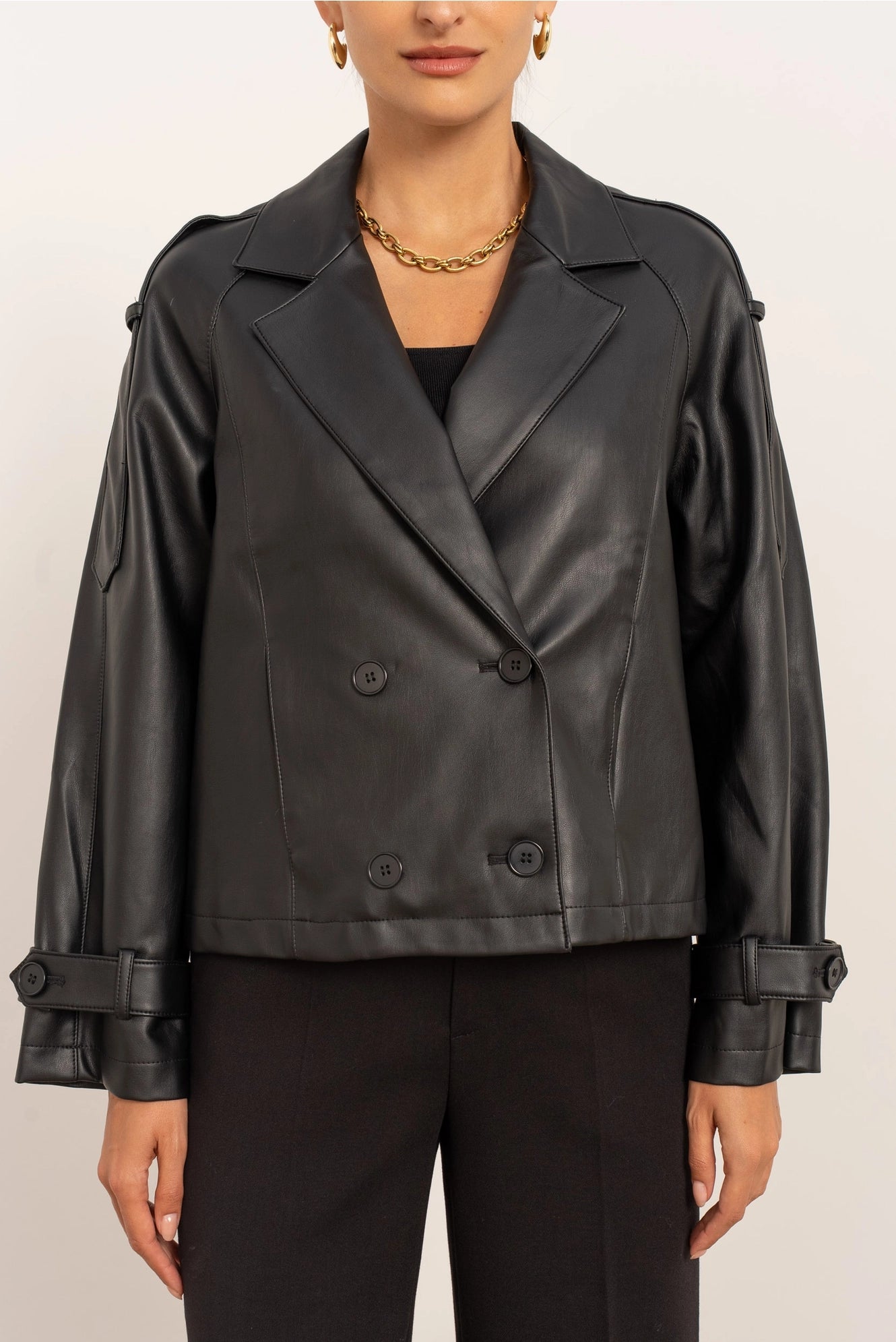 Short Vegan Leather Jacket