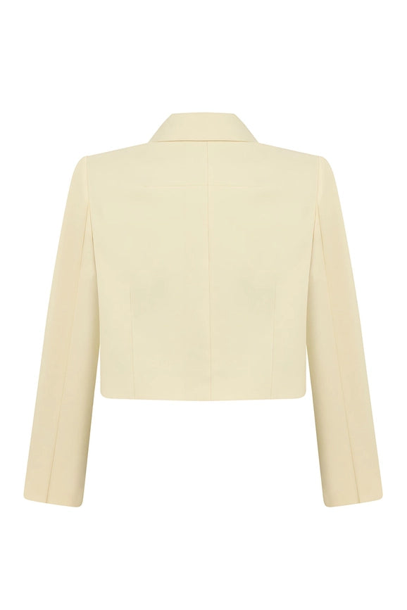 Shoulder Pad Crop Jacket-Jackets-NOCTURNE-XS-Beige-Urbanheer