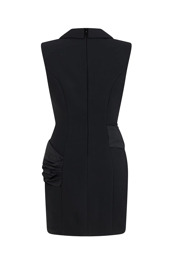 Shoulder Pad Mini Dress-Dress-NOCTURNE-XS-Black-Urbanheer