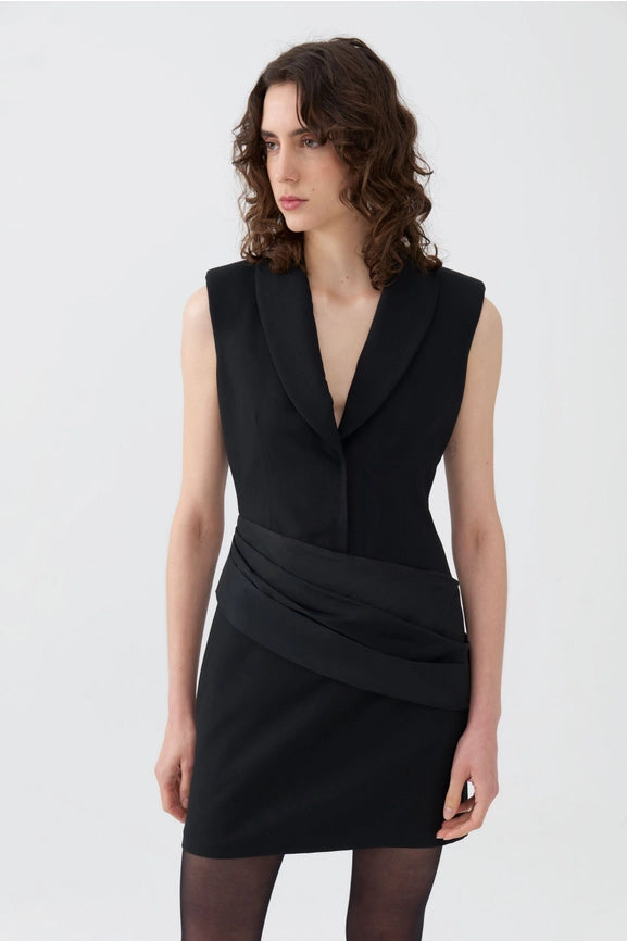 Shoulder Pad Mini Dress-Dress-NOCTURNE-XS-Black-Urbanheer