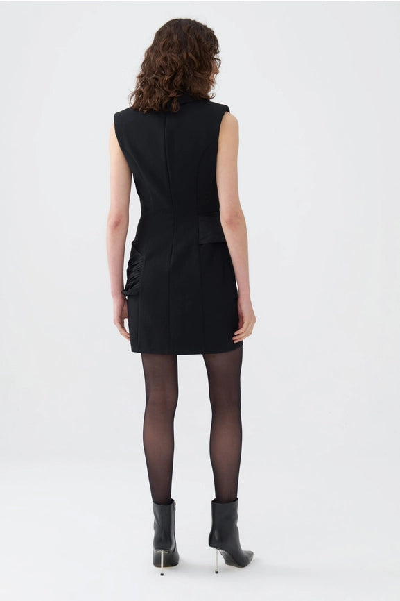 Shoulder Pad Mini Dress-Dress-NOCTURNE-XS-Black-Urbanheer