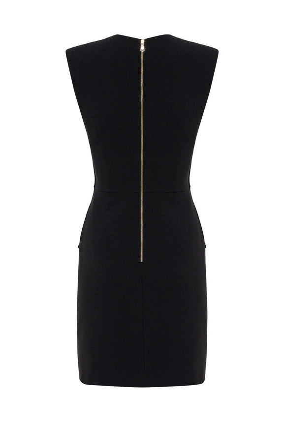 Shoulder Pad Square Neck Dress-Dress-NOCTURNE-XS-Black-Urbanheer