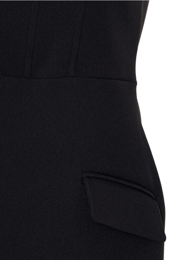 Shoulder Pad Square Neck Dress-Dress-NOCTURNE-XS-Black-Urbanheer