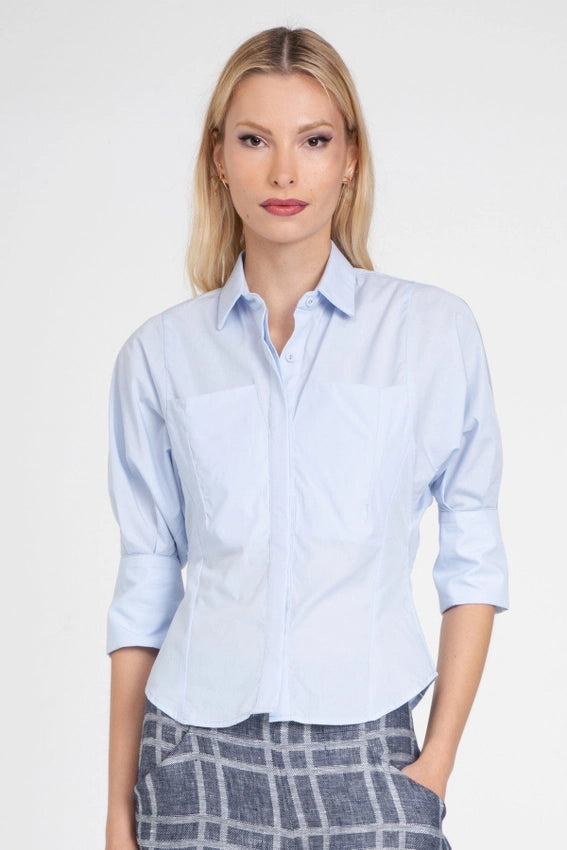 Sibella Dolman Sleeve Shirt Sky Blue-Shirt-Eva Franco-2-Urbanheer