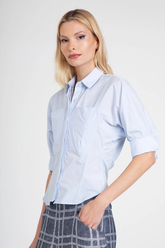 Sibella Dolman Sleeve Shirt Sky Blue-Shirt-Eva Franco-2-Urbanheer