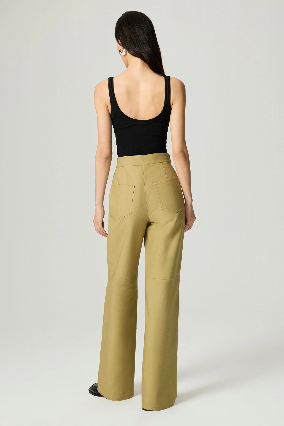 Side-Buckle High-Waist Wide Trousers