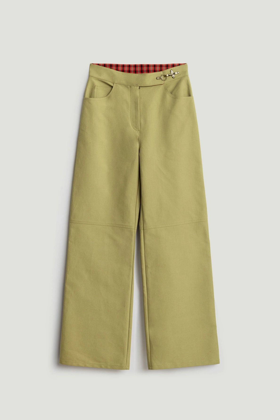 Side-Buckle High-Waist Wide Trousers