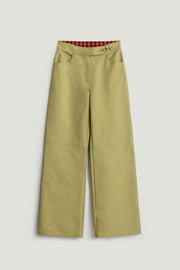 Side-Buckle High-Waist Wide Trousers