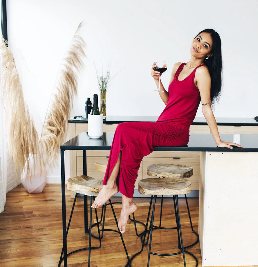 Side Hustle Maxi Dress Crimson-Dress-Skivys-XS-Crimson-Urbanheer