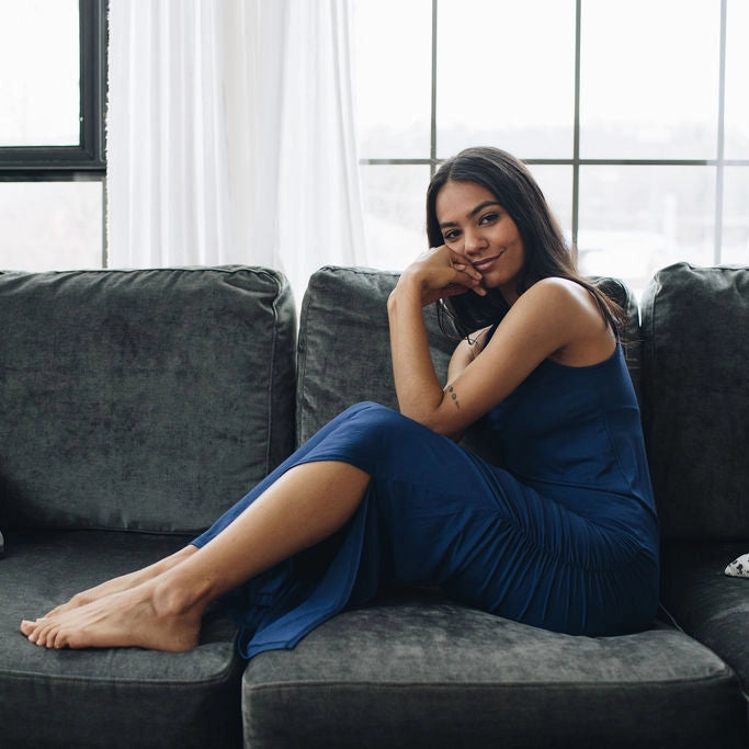 Side Hustle Maxi Dress Navy-Dress-Skivys-XS-navy-Urbanheer