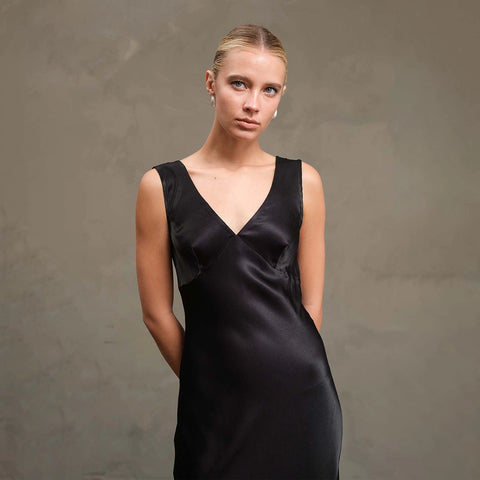 Side Slit Satin Dress