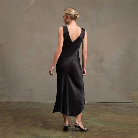 Side Slit Satin Dress