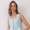 Side Smocked Peplum Button Front Top