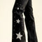 Side Star Glitter Bell Bottom Jeans-Jeans-Blue B-S-BLACK-Urbanheer