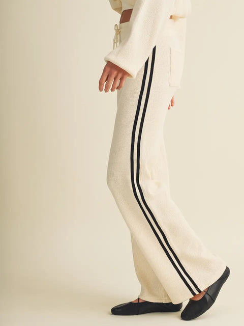 Side Stripe Cozy Waffle Knit Pants