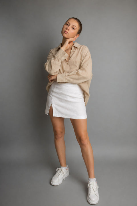 Siena linen slit skirt