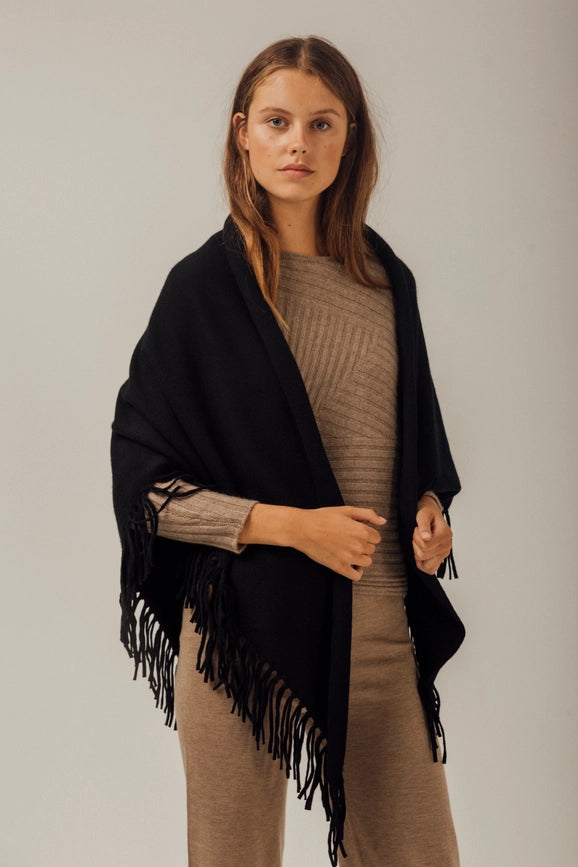 Sienna Cashmere Shawl Black-Shawl-Bel Cashmere S.C.-200 cm-Urbanheer
