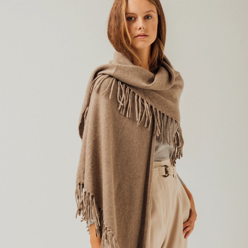 Sienna Cashmere Shawl-Shawl-Bel Cashmere S.C.-200 cm-Organic Brown-Urbanheer