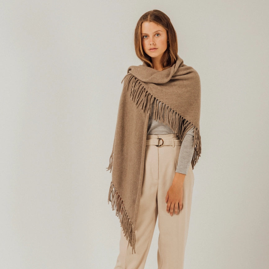Sienna Cashmere Shawl-Shawl-Bel Cashmere S.C.-200 cm-Organic Brown-Urbanheer