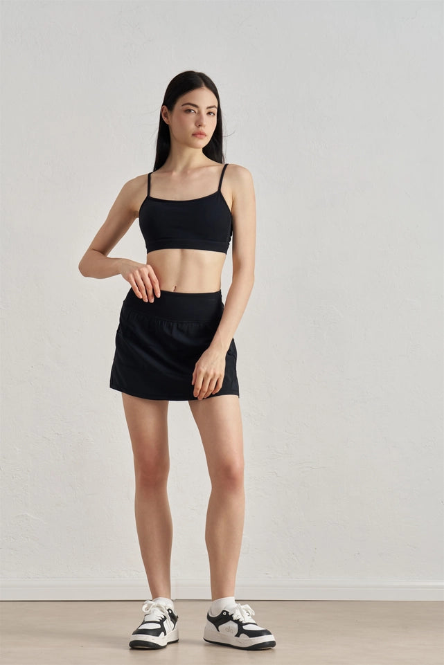 Sienna Sports Bra & A-Line Active Skirt 2PC Activewear Set Black-Set-91thelabel-S-Black-Urbanheer