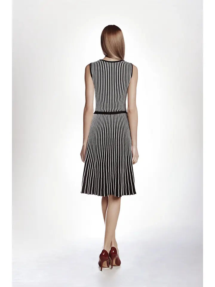Sienna Striped Fit and Flare Knitted Dress-Dress-RUMOUR LONDON-XS-Urbanheer