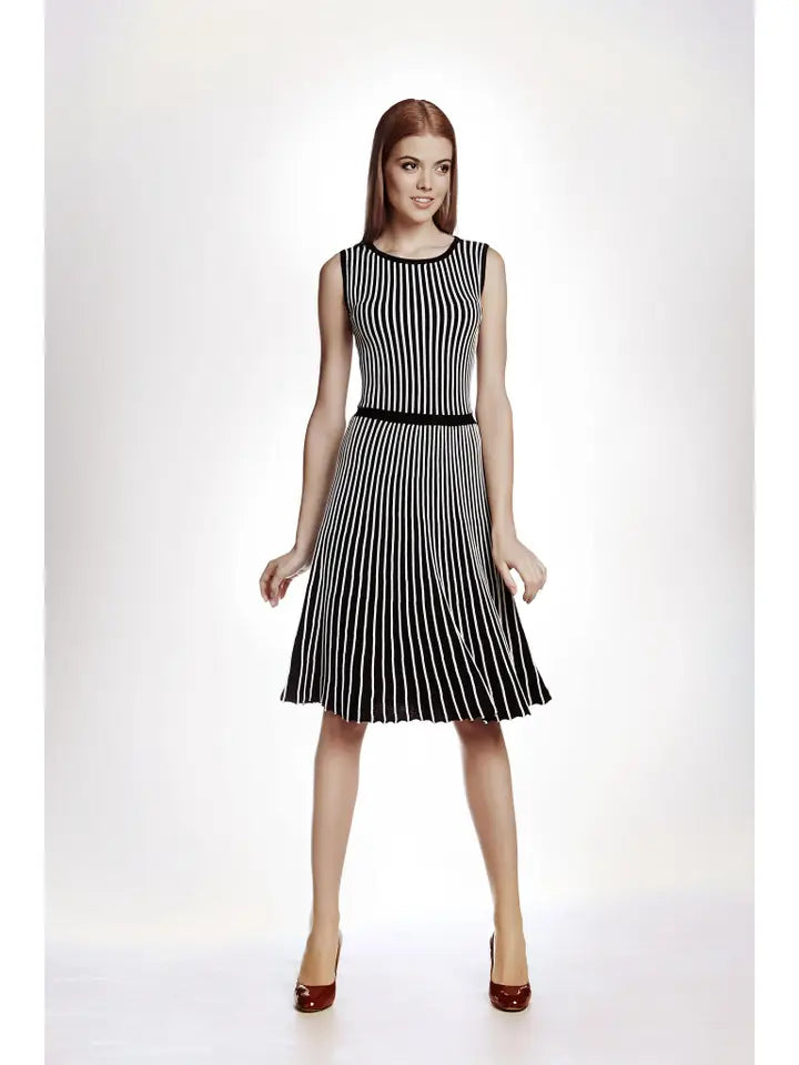 Sienna Striped Fit and Flare Knitted Dress-Dress-RUMOUR LONDON-XS-Urbanheer