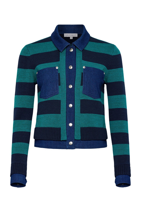 Sienna Sweater Knit & Performance Denim Trucker Jacket