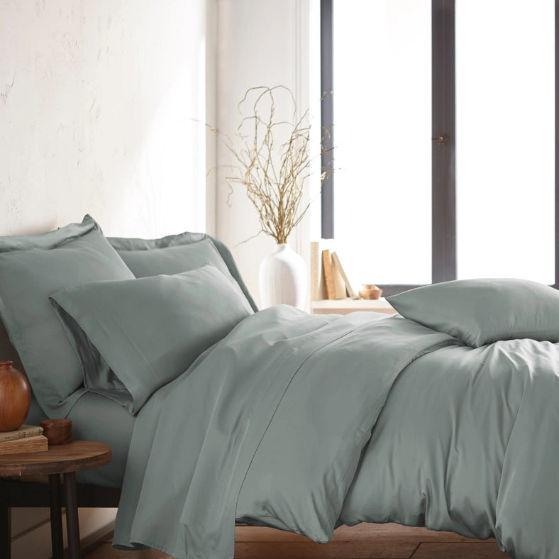 Signature Bamboo Viscose Duvet Cover Set - Silver-Set-Bamboo Is Better-Full/Queen-Urbanheer