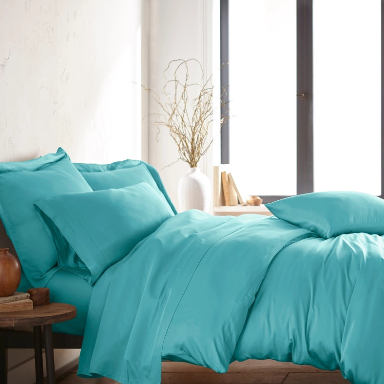 Signature Bamboo Viscose Duvet Cover Set - Tiffany Blue-Set-Bamboo Is Better-Full/Queen-Urbanheer
