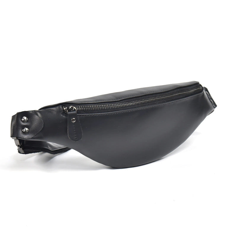 Sigrid Smooth Black Leather Waist Bag | Smooth Black Leather Fanny Pack-Waist Bag-Steel Horse Leather-Leather-Black-Urbanheer