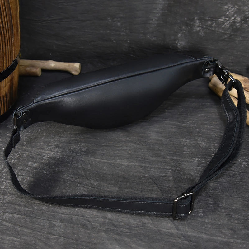 Sigrid Smooth Black Leather Waist Bag | Smooth Black Leather Fanny Pack-Waist Bag-Steel Horse Leather-Leather-Black-Urbanheer