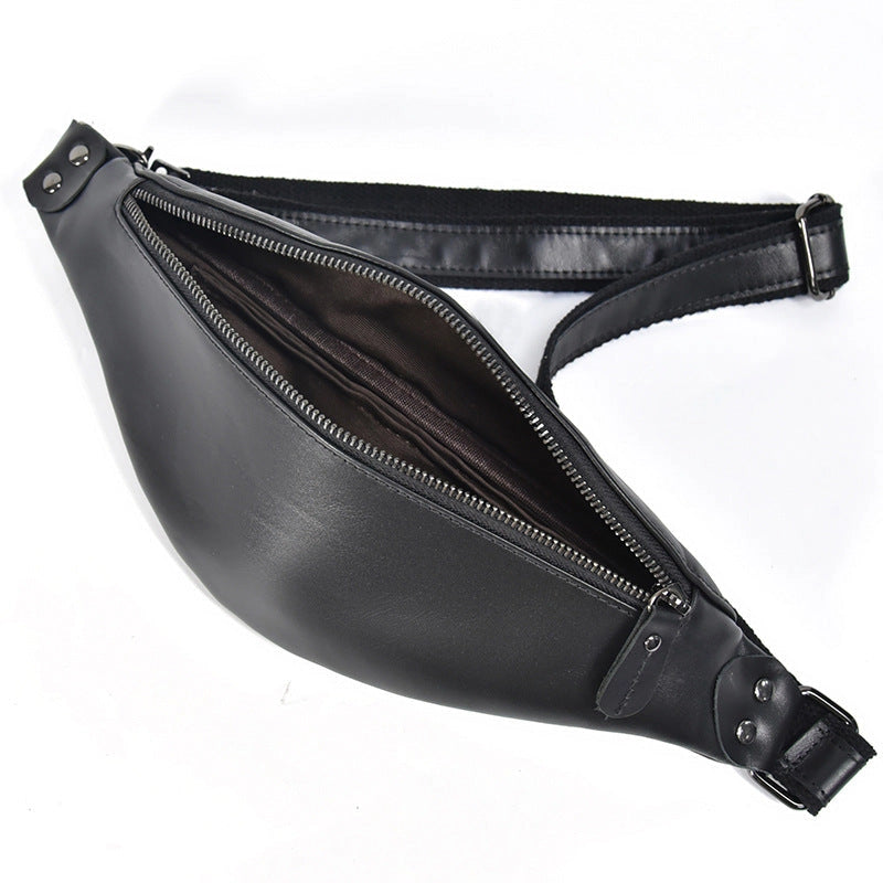 Sigrid Smooth Black Leather Waist Bag | Smooth Black Leather Fanny Pack-Waist Bag-Steel Horse Leather-Leather-Black-Urbanheer