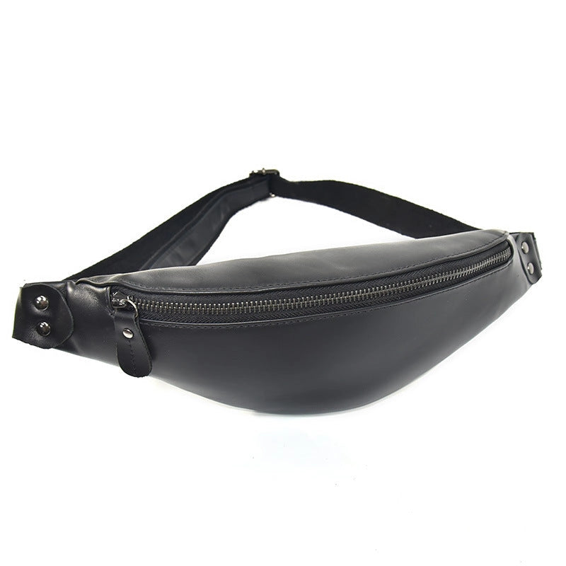 Sigrid Smooth Black Leather Waist Bag | Smooth Black Leather Fanny Pack-Waist Bag-Steel Horse Leather-Leather-Black-Urbanheer