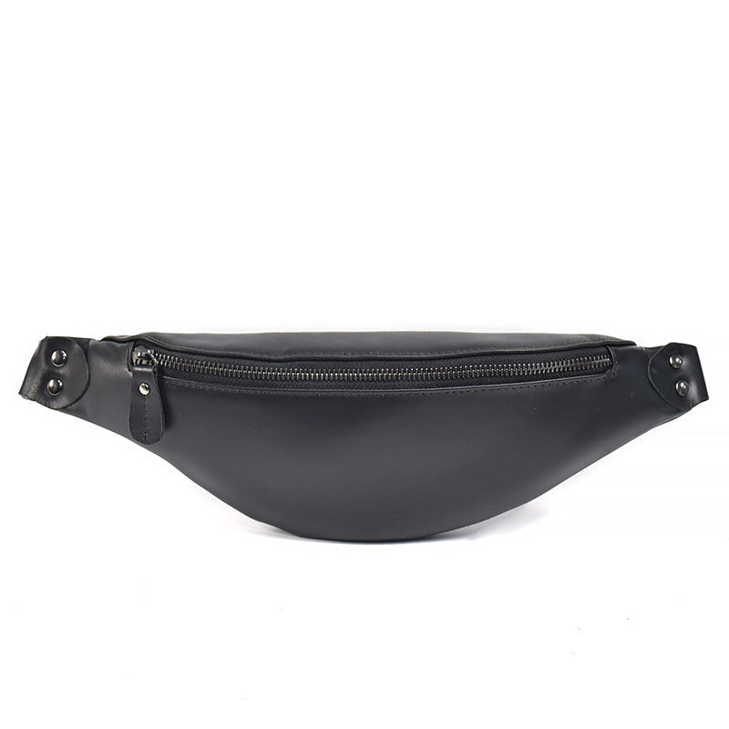 Sigrid Smooth Black Leather Waist Bag | Smooth Black Leather Fanny Pack-Waist Bag-Steel Horse Leather-Leather-Black-Urbanheer