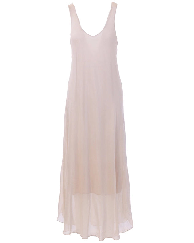 Silk Blend Hollywood Maxi Dres-Dress-Cadenza Italy Ltd-One Size-Cream-Urbanheer