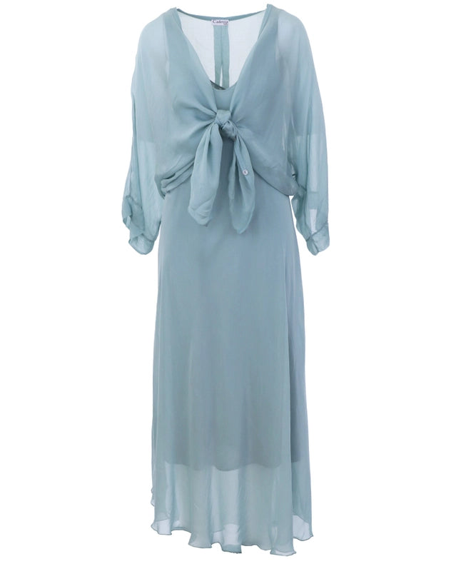 Silk Blend Hollywood Maxi Dres-Dress-Cadenza Italy Ltd-One Size-Cream-Urbanheer