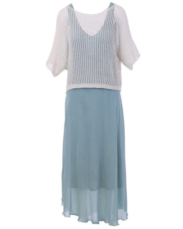 Silk Blend Hollywood Maxi Dres-Dress-Cadenza Italy Ltd-One Size-Cream-Urbanheer