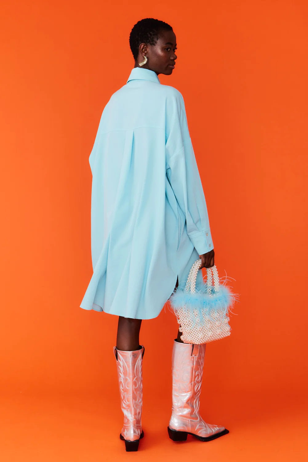 Silk Blend Kate Blue Shirt Dress-Tops-Buy Me Fur Ltd-One Size-Blue-Silk-Urbanheer