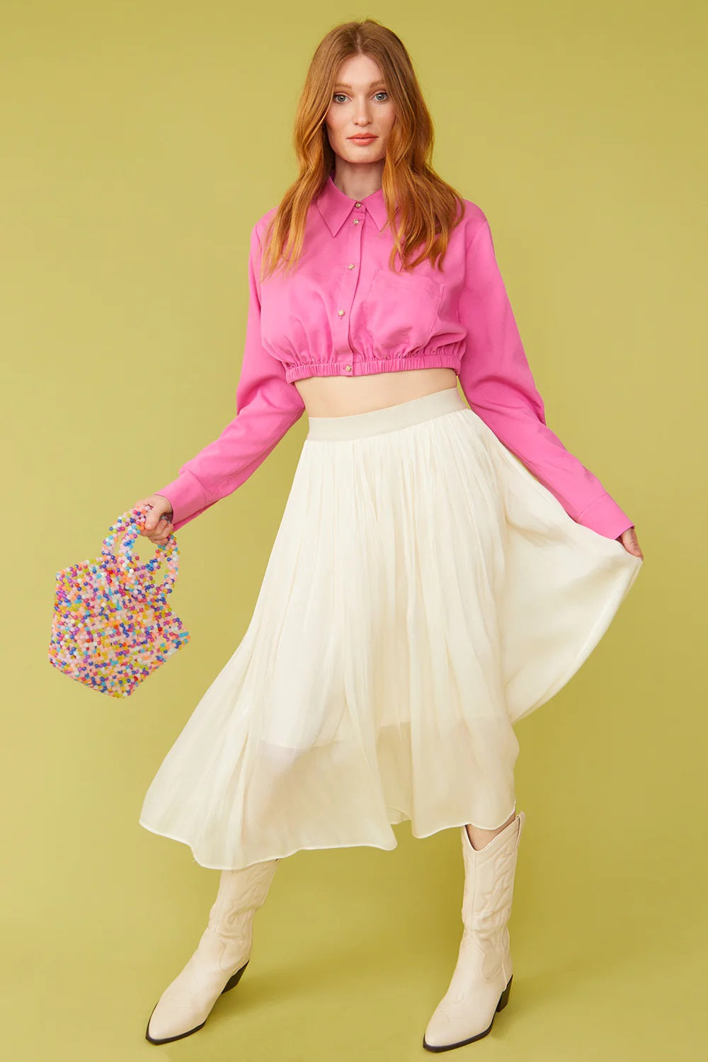 Silk Blend Kate Cropped Pink Shirt-Tops-Buy Me Fur Ltd-S-M-Pink-Silk-Urbanheer