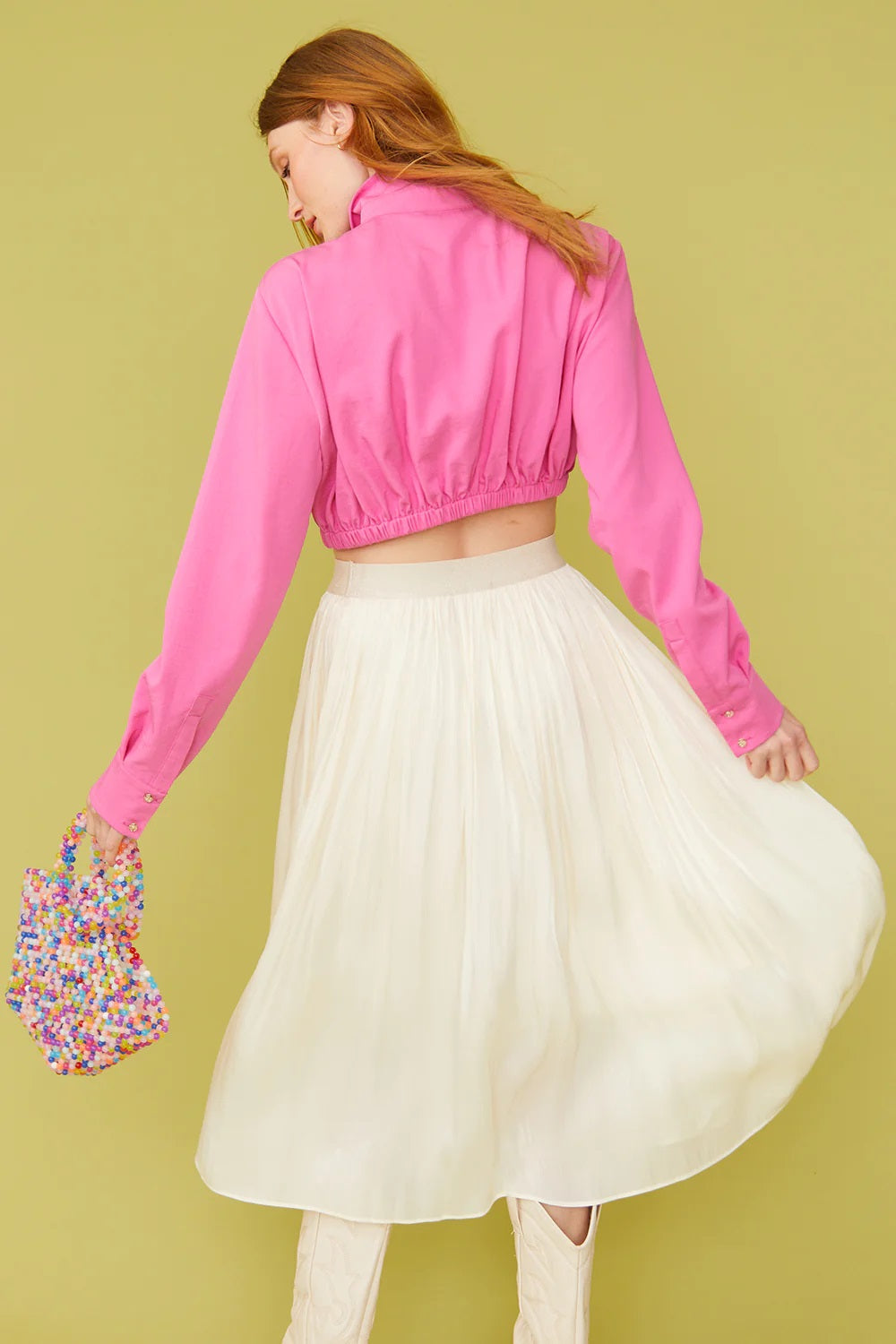 Silk Blend Kate Cropped Pink Shirt-Tops-Buy Me Fur Ltd-S-M-Pink-Silk-Urbanheer