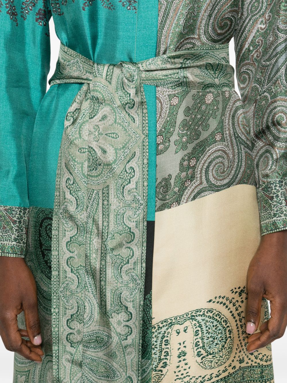 Silk Paisley Print Button Dress for Comfort
