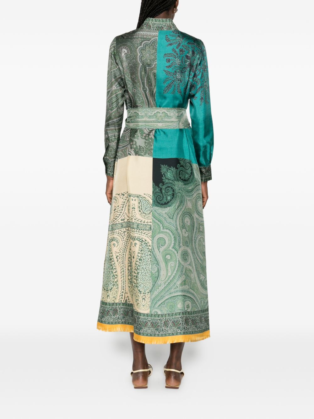 Silk Paisley Print Button Dress for Comfort